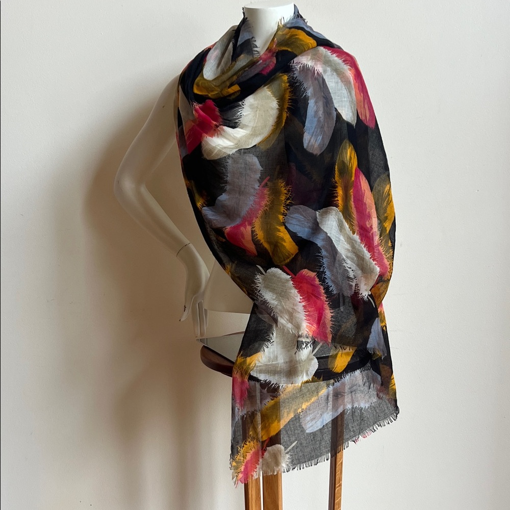 Scarf Feather Multicolor Women's Scarf light with rough edge